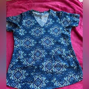 Vera Bradley Blue and White Scrub Top